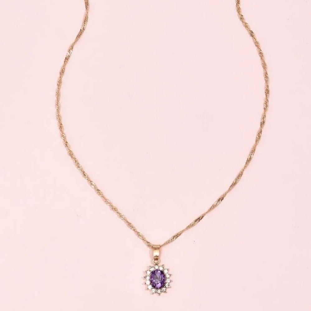*Wendy* Purple Stone Necklace - Picture 5 of 6